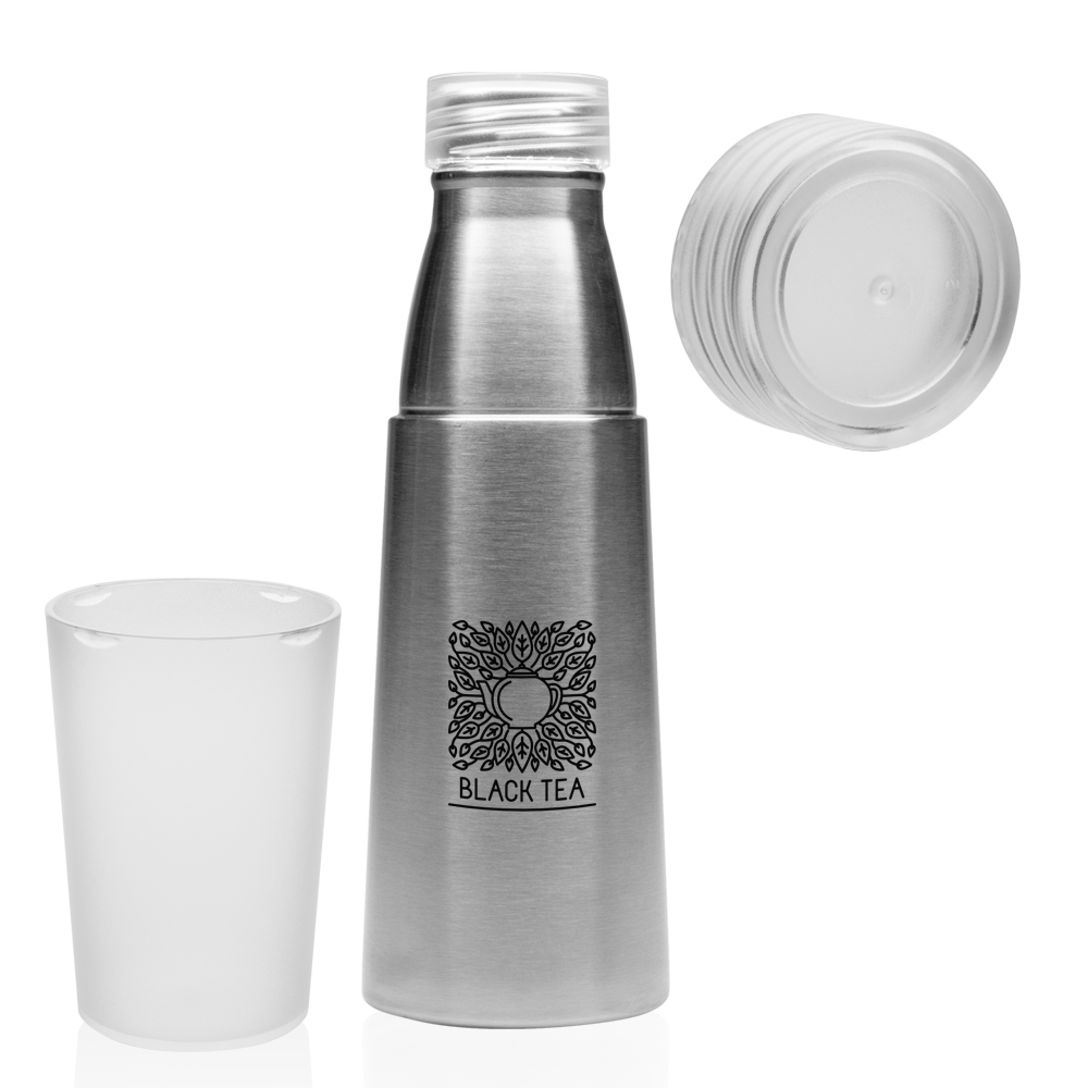 Custom 17 oz Stainless Steel Water Bottle with Cup TM331 DiscountMugs